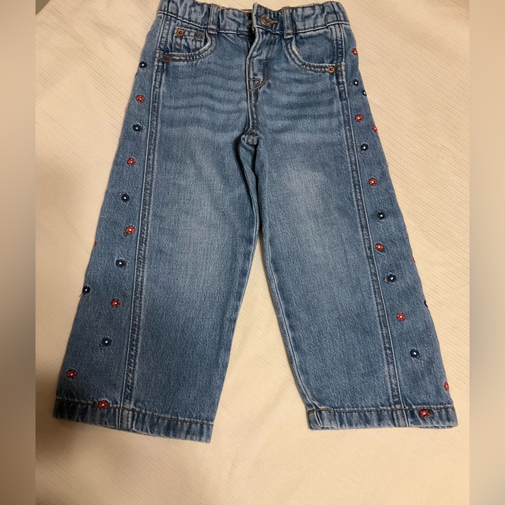 Zara Blue Flare Wide Leg Jeans